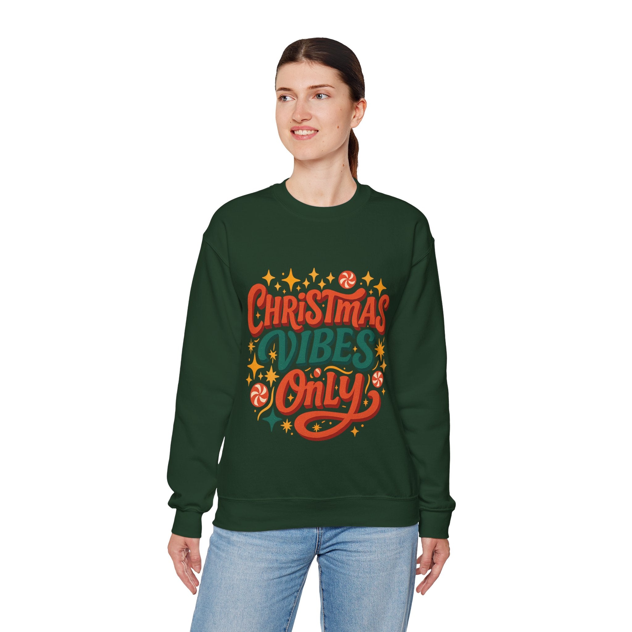 Christmas Vibes Crewneck Sweatshirt | Holiday Sweatshirt, Cozy Gift, Xmas Apparel, Festive Fashion, Comfortable Sweater