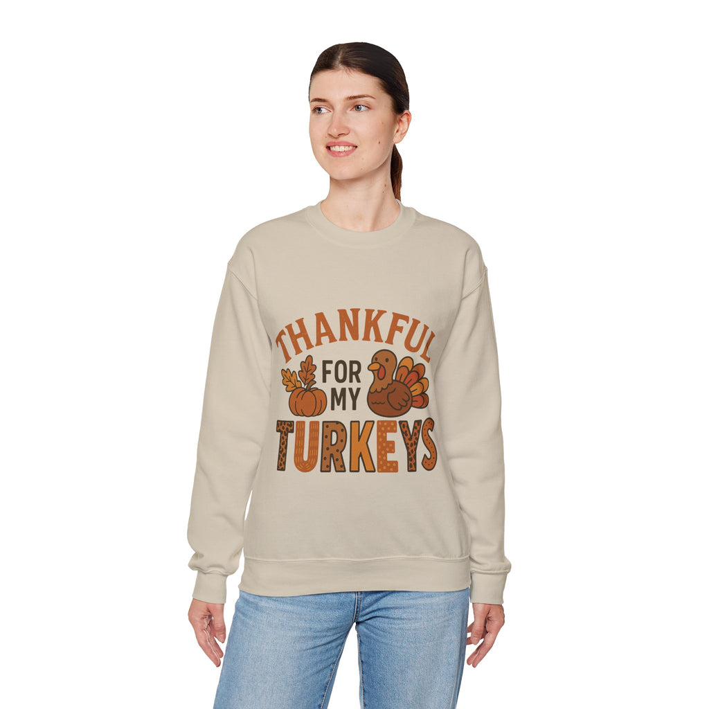 Thankful for My Turkeys Sweatshirt, Cozy Autumn Crewneck, Thanksgiving Apparel, Fall Fashion, Family Gathering Outfits