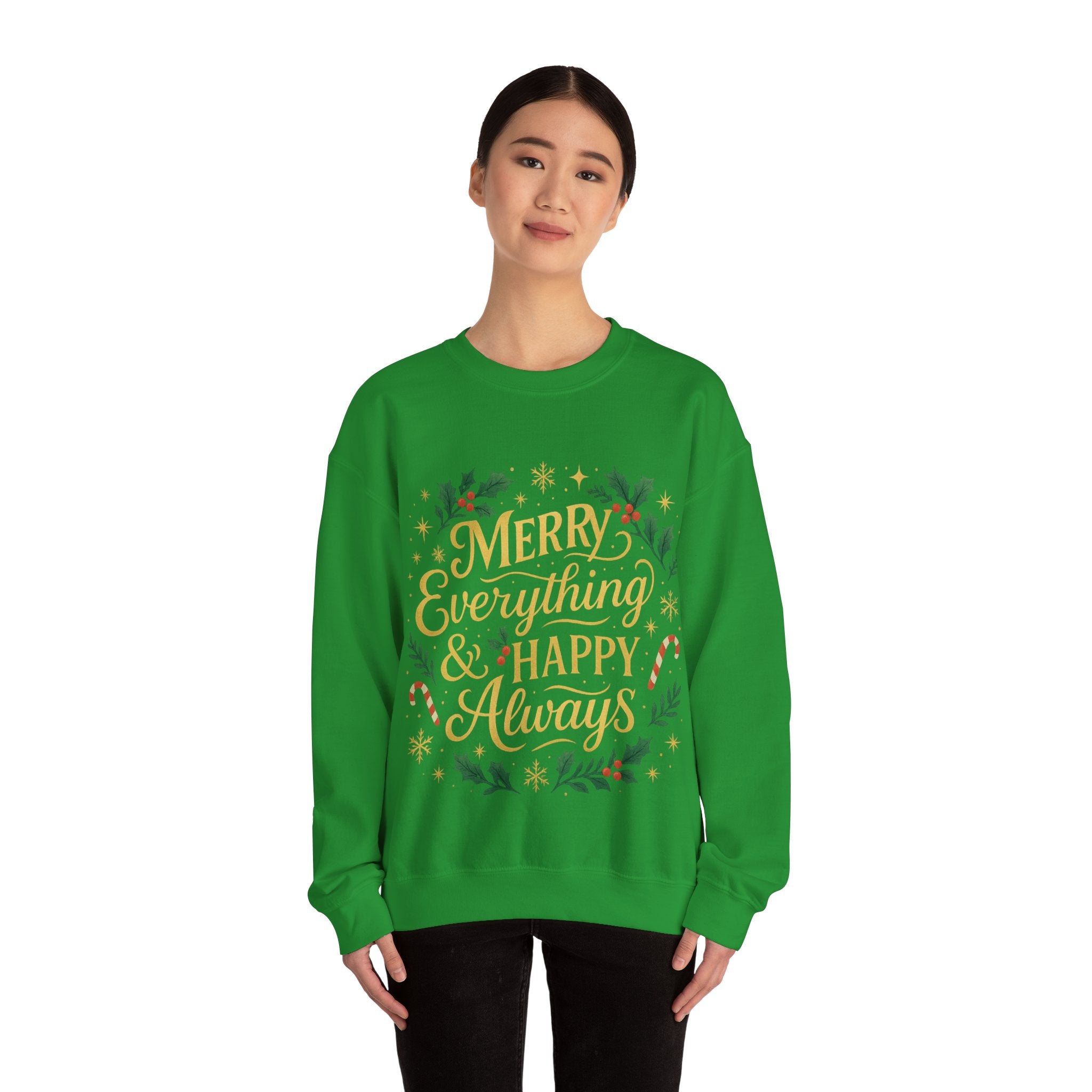 Merry Everything Crewneck Sweatshirt, Christmas Gift, Holiday Apparel, Unisex Sweater, Cozy Winter Wear