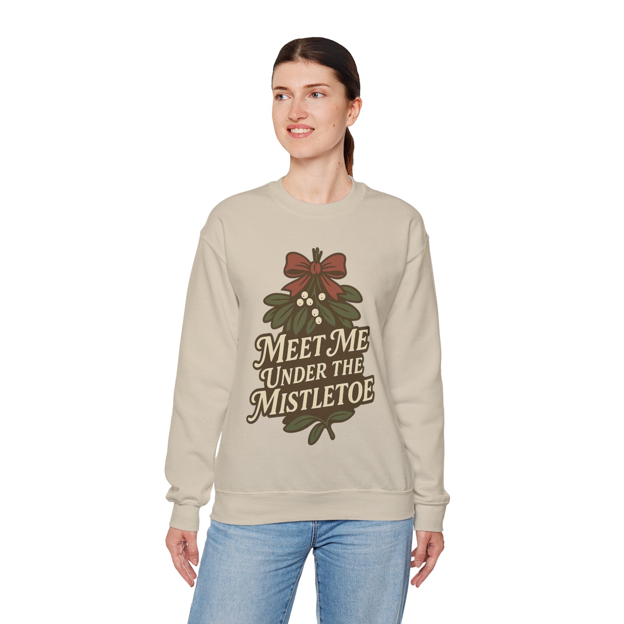 Mistletoe Crewneck Sweatshirt - Cozy Holiday Wear for Couples, Christmas Gift, Winter Apparel, Cute Sweater, Festive Outfit