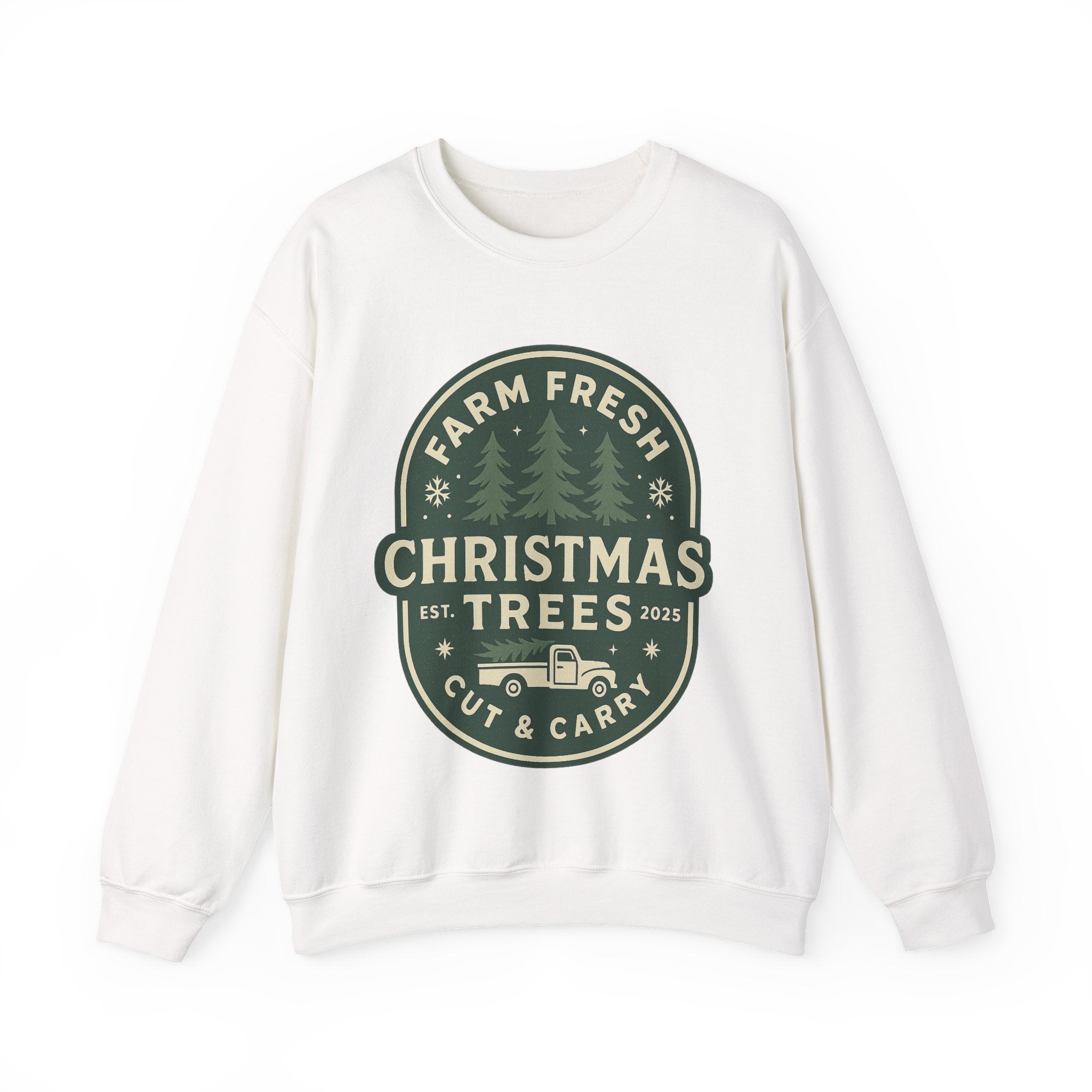Farm Fresh Christmas Trees Sweatshirt, Cozy Holiday Apparel, Unisex Crewneck, Seasonal Gift, Christmas Sweater, Winter Wardrobe