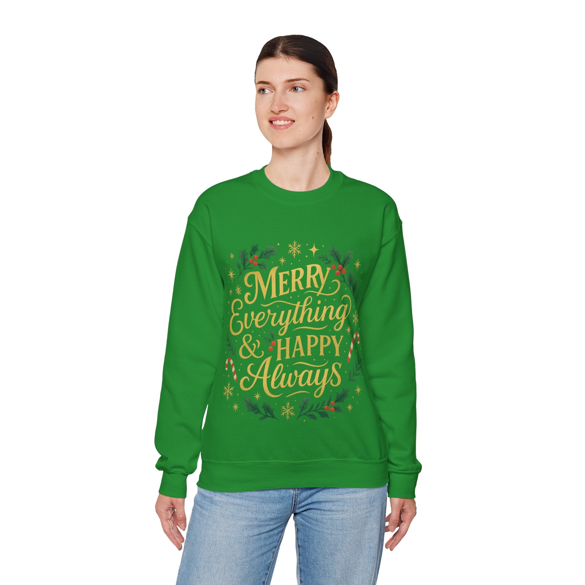Merry Everything Crewneck Sweatshirt, Christmas Gift, Holiday Apparel, Unisex Sweater, Cozy Winter Wear